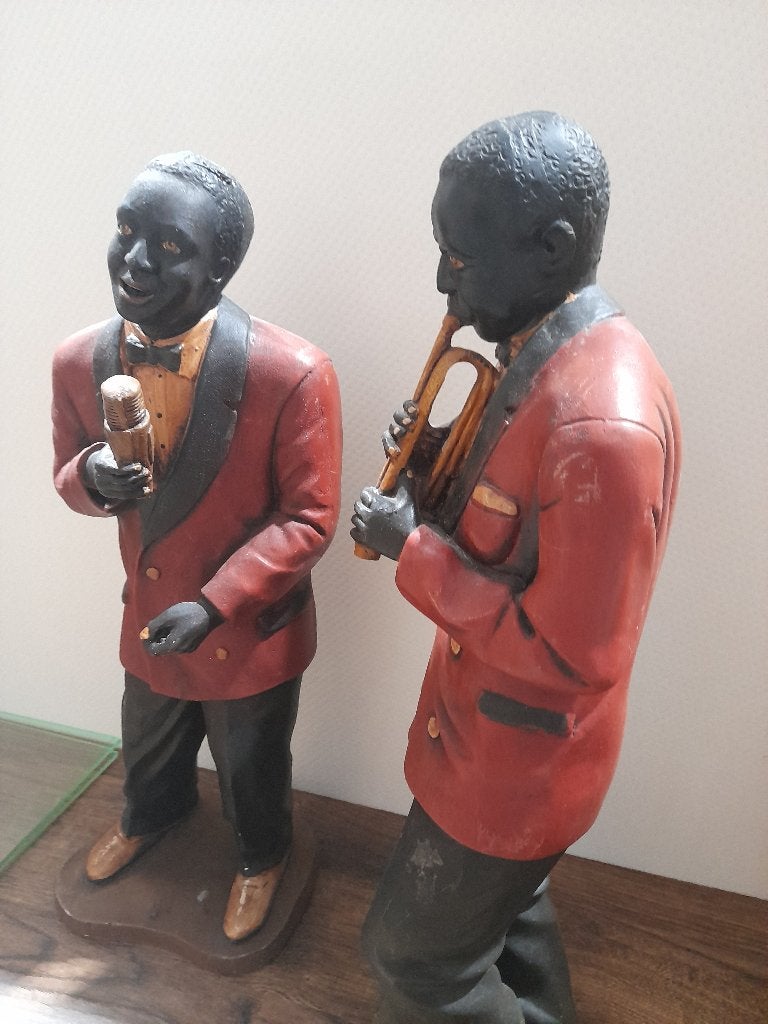 2 Beeldjes afro jazz muzikanten, Ophalen, Zo goed als nieuw, Overige typen