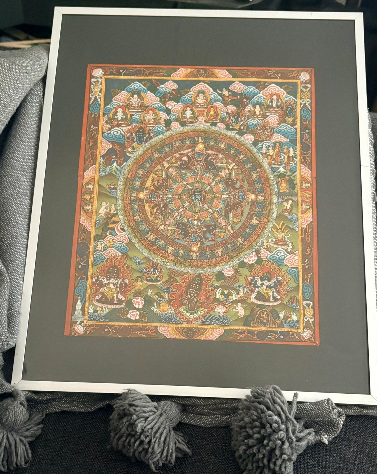 Handgeschilderde Thangka – Bardo Zhitro | Bhutan (1999), Ophalen of Verzenden