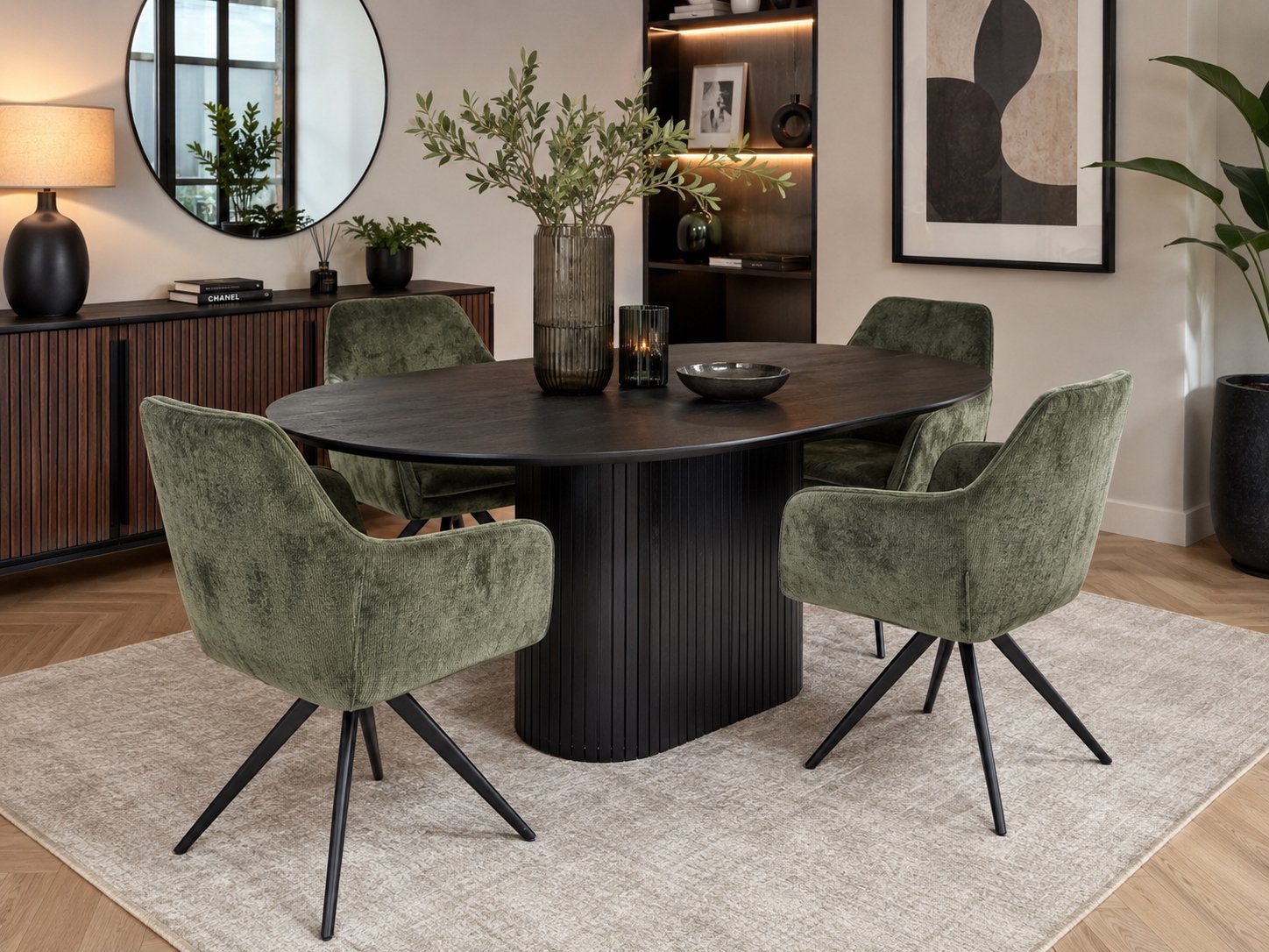 4 luxe eettafel stoelen in donkergroen velvet 4 voor 279,-, Ophalen, Industrieweg 25, Overige kleuren, Rj