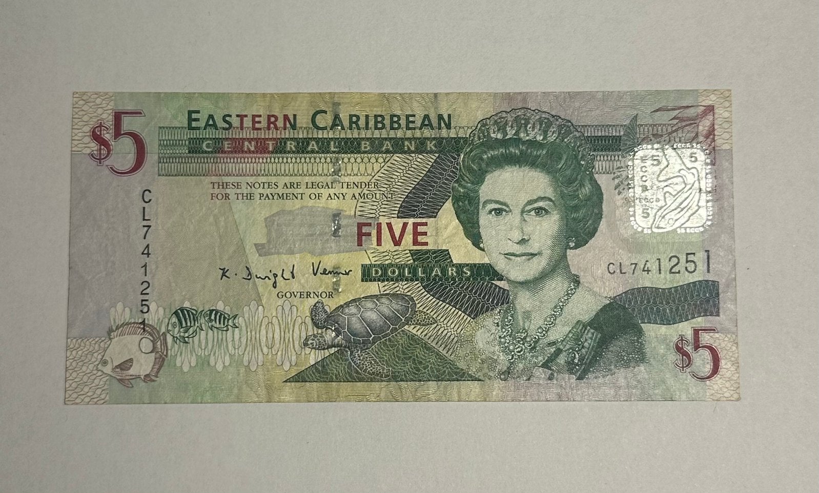 Eastern Caribbean 5 Dollars biljet, Ophalen of Verzenden, Midden-Amerika, Los biljet