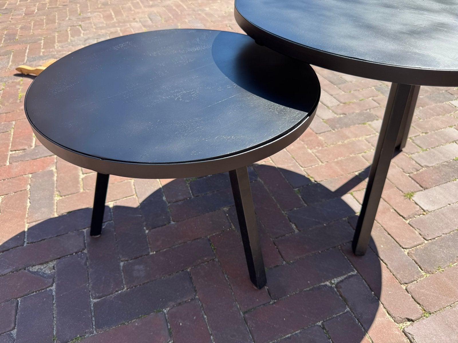 Set van 2 zwarte ronde salontafels Goos, Ophalen, Minder dan 50 cm, Gebruikt, 50 tot 100 cm