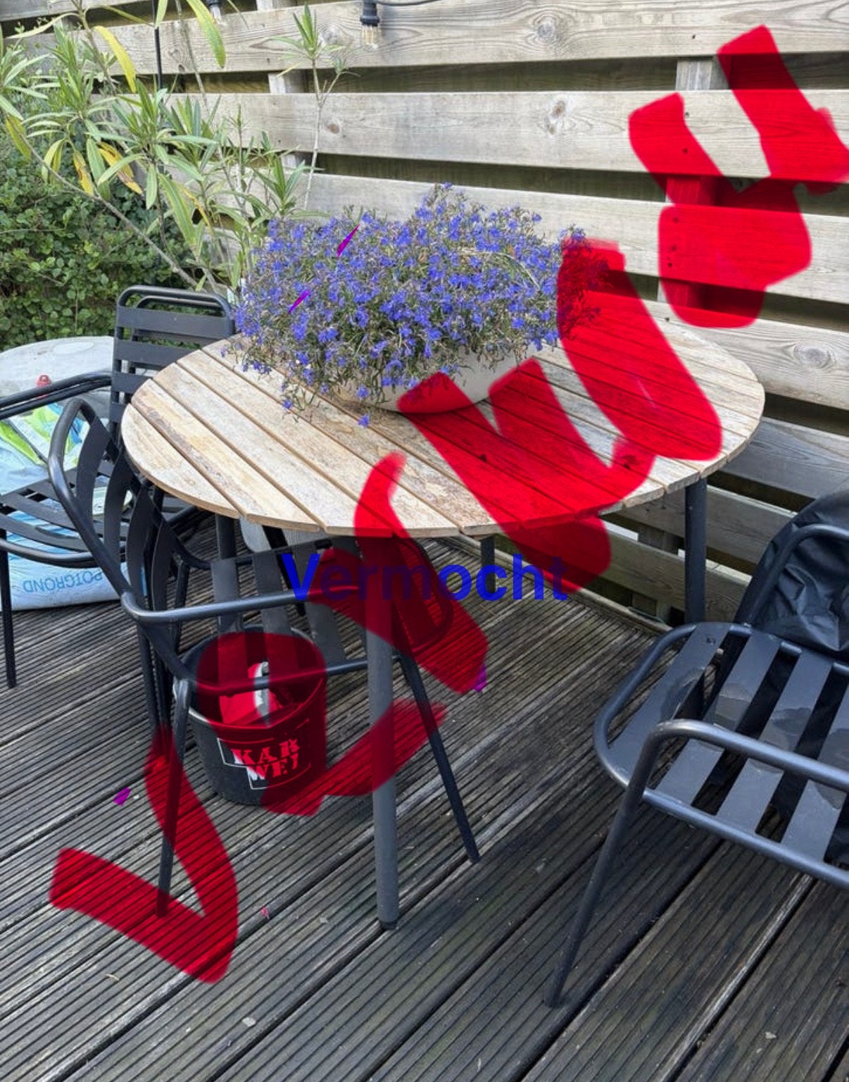 Tuintafel  rond 100cm (demontabel), Ophalen, Gebruikt, Rond, Hout