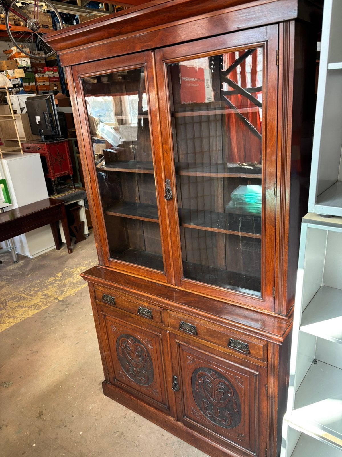 Antieke wand/vitrine kast - 40x120x215H, Ophalen of Verzenden, Re, Re@gmail.com, 1025xe