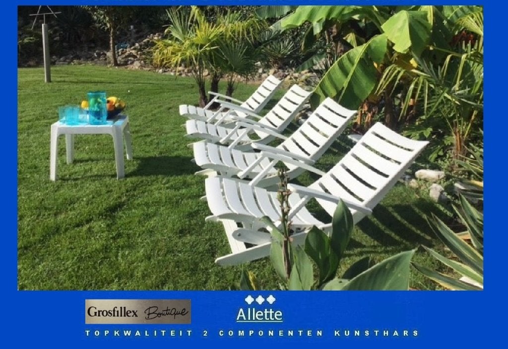 Grosfillex Boutique tuinset vgl Triconfort Kettler Rovergard, Tuin en Terras, Ophalen, Zo goed als nieuw, Kunststof, Verstelbaar