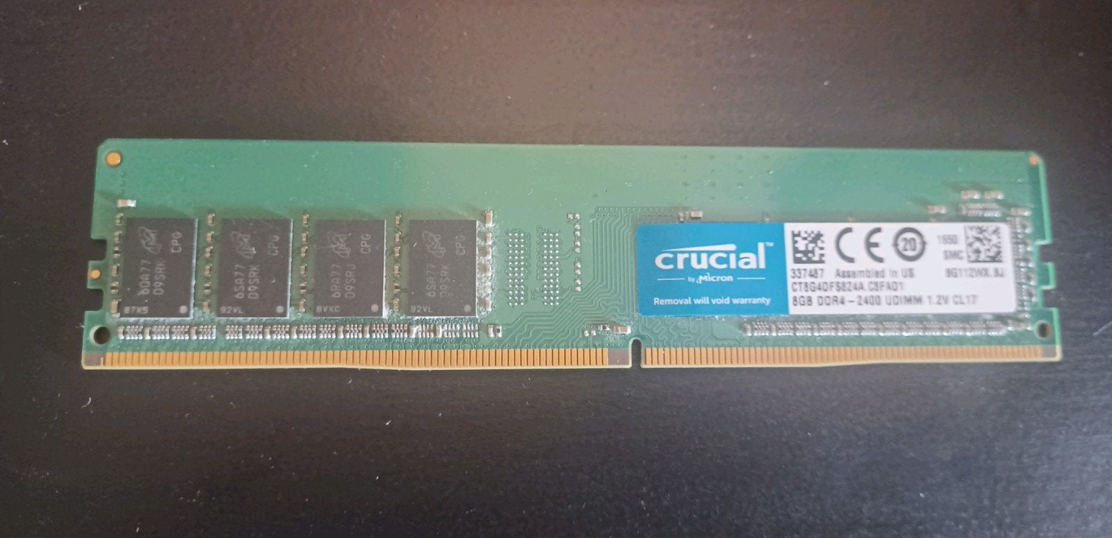Crucial DDR 4 8 GB 2400MHZ UDIMM, Computers en Software, Gebruikt, DDR4, 8 GB, Ophalen of Verzenden