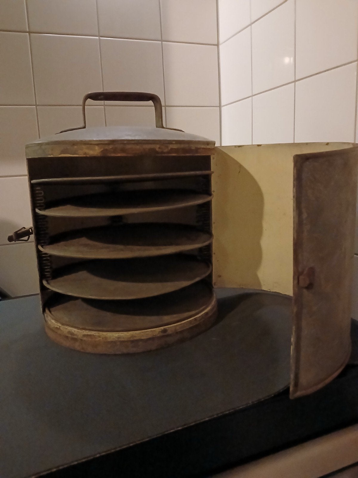 Vintage Vlaaien Voorraadblik uit de Jaren '50, Antiek en Kunst, Ophalen of Verzenden