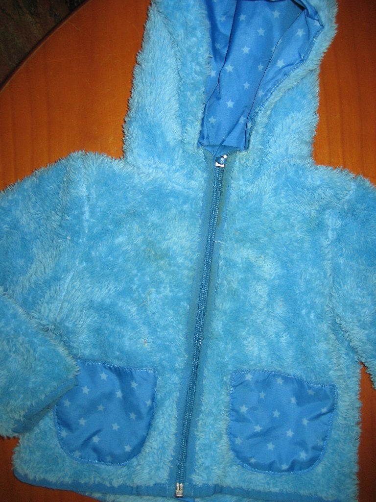 Blauw jasje, 80, H+´M, Kinderen en Baby's, Babykleding | Maat 80, Ophalen of Verzenden, Zo goed als nieuw, Meisje, Jasje