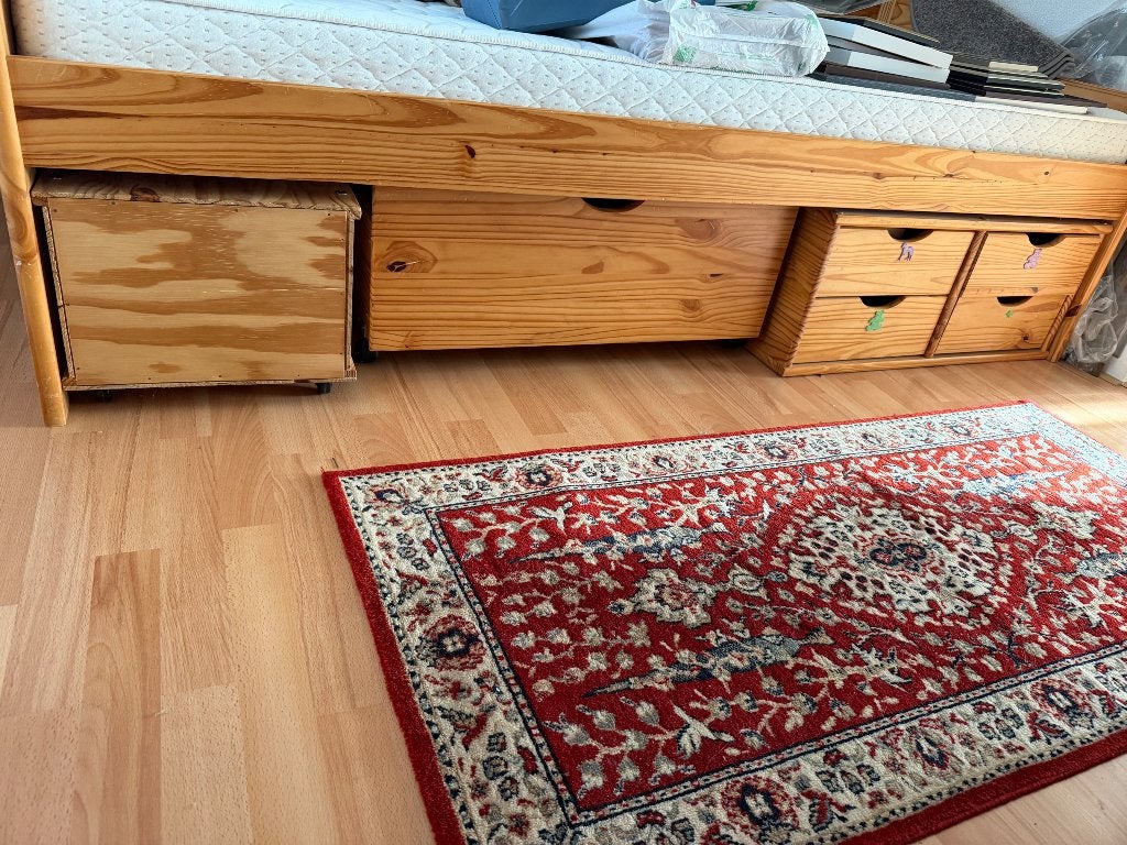 Grenen 1 persoons  bed, Ophalen, Gebruikt, 90 cm, 200 cm