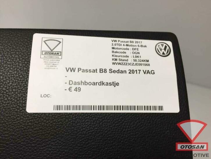 vw passat b8 2017 dashboardkastje handschoenenkastje, Auto-onderdelen, Dashboard en Schakelaars, Gebruikt, Volkswagen, Volkswagen AG