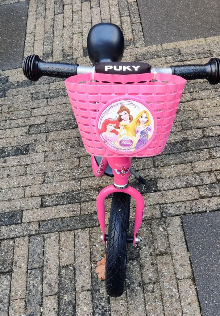 Puky LR 1L loopfiets roze met Disney prinsessen mandje, Ophalen, Zo goed als nieuw, Minder dan 16 inch, Puky