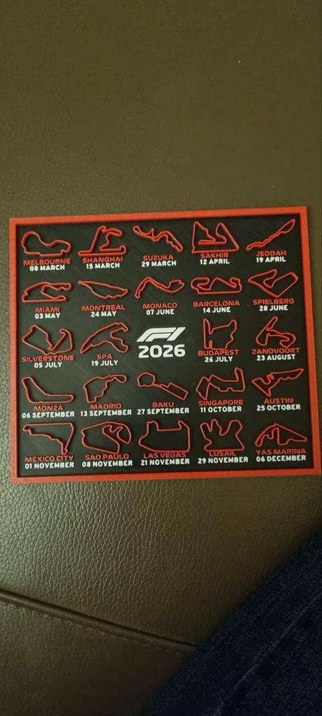 3D Overzicht F1 Circuits 2026 Kalender - Uniek Display, Ophalen of Verzenden, Nieuw