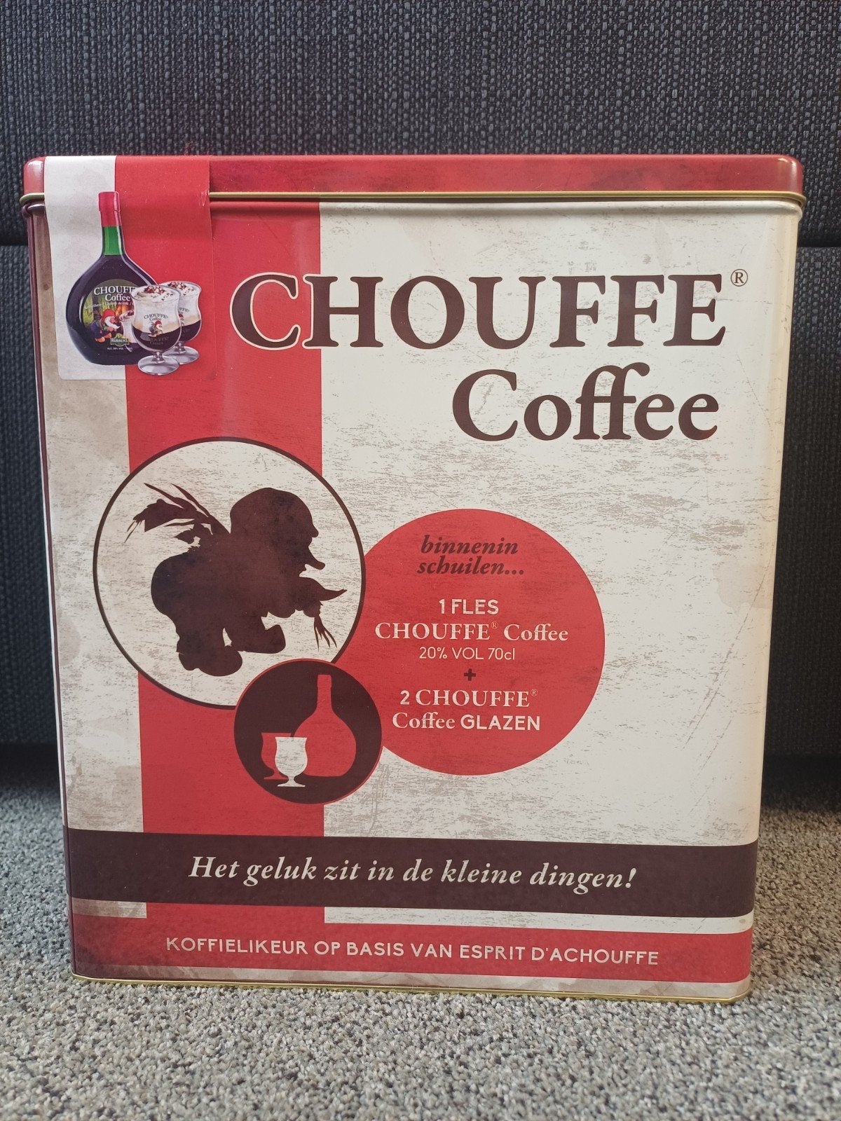 Chouffe Coffee geschenkset: fles likeur en 2 glaasjes nieuw, Verzamelen, Biermerken, Nieuw, Overige merken, Ophalen of Verzenden
