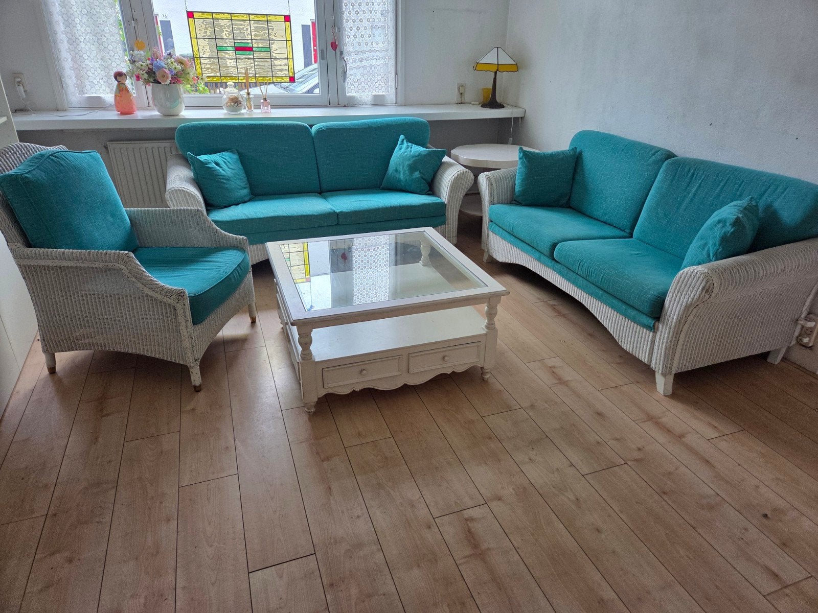 Loom bankstel (2x tweezitsbank) met fauteuil en extra hoezen, Ophalen, Gebruikt, 75 tot 100 cm, 150 tot 200 cm