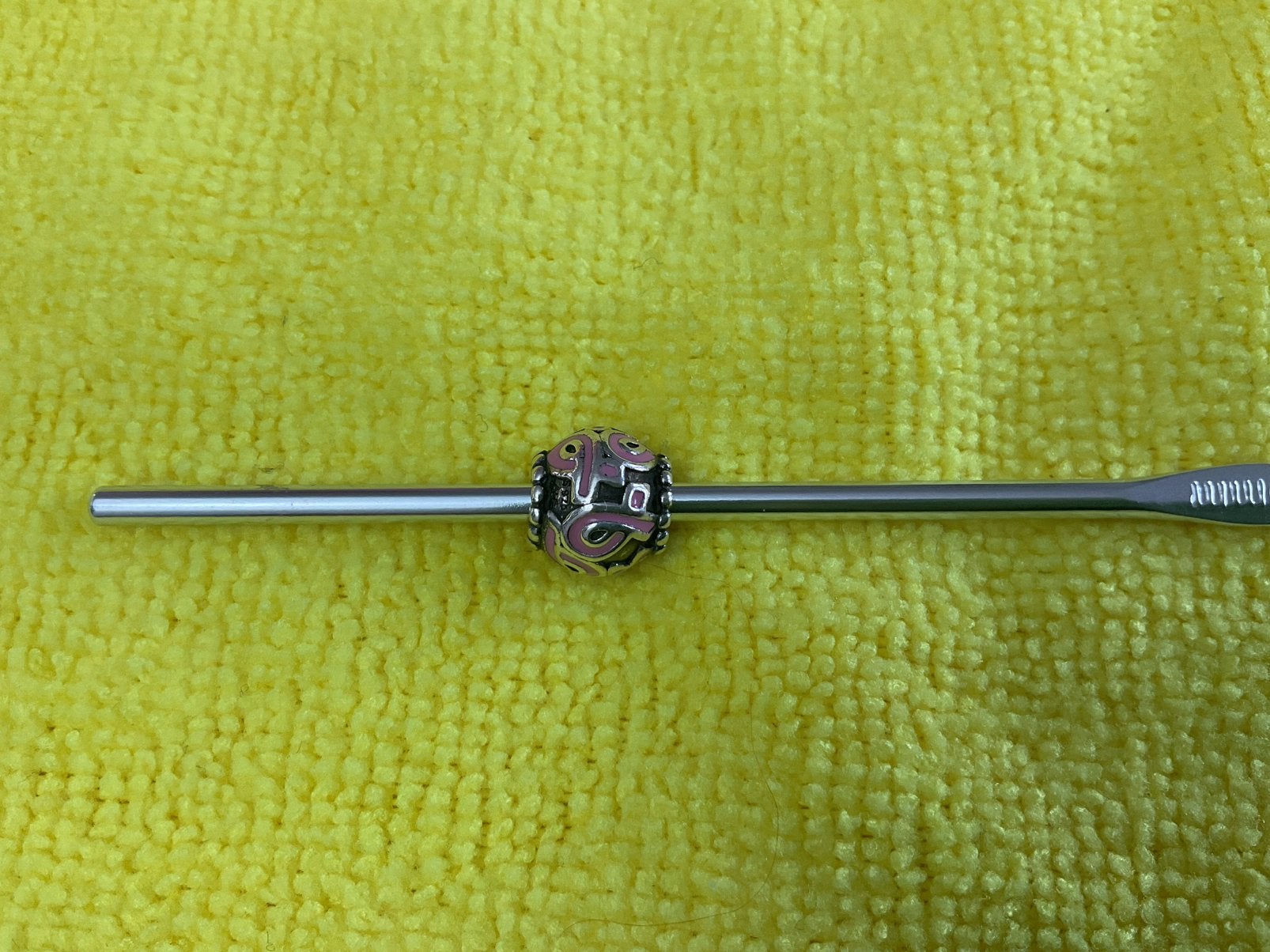 Pandora Bedel Pink Pink Ribbon, Verzenden, Zo goed als nieuw, Zilver, Pandora