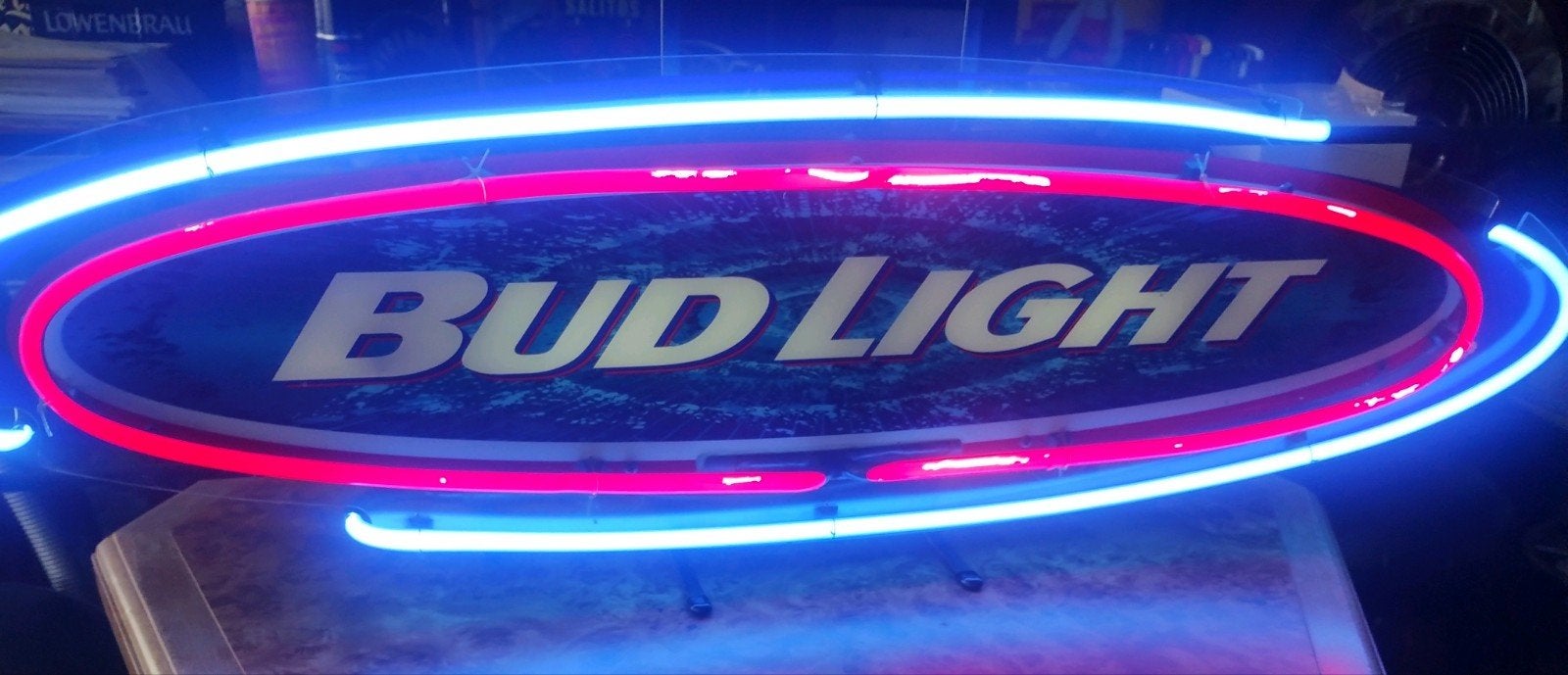 Budweiser bier Neon reclamebord, Ophalen of Verzenden, Gebruikt, Reclamebord, Plaat of Schild, Overige merken