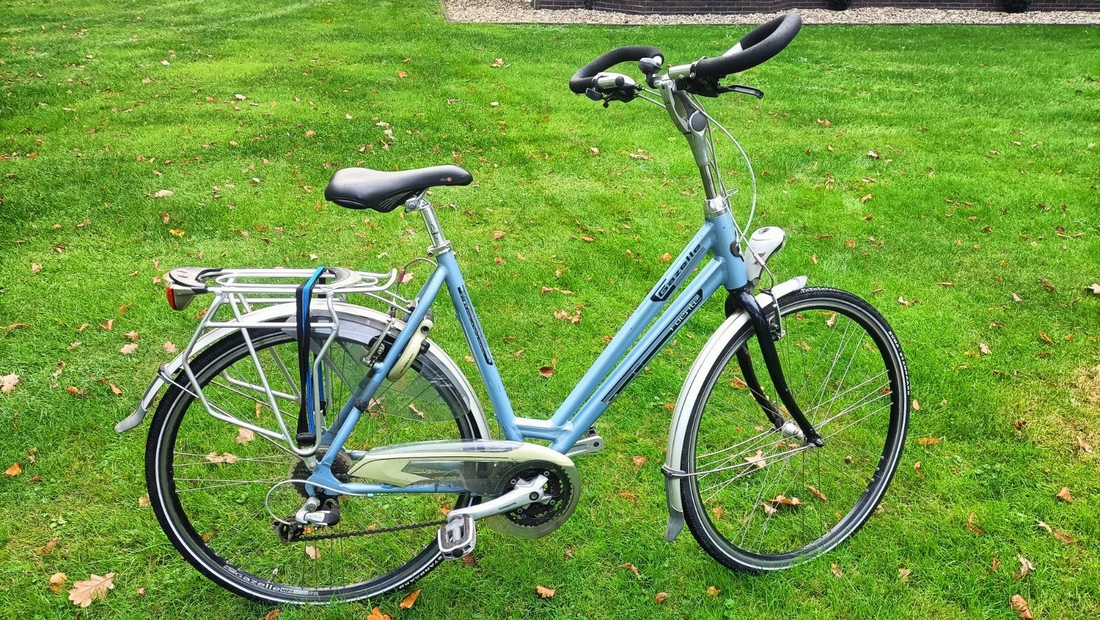 Gazelle Fuente damesfiets lichtblauw, Ophalen, Gebruikt, Velgrem, Versnellingen