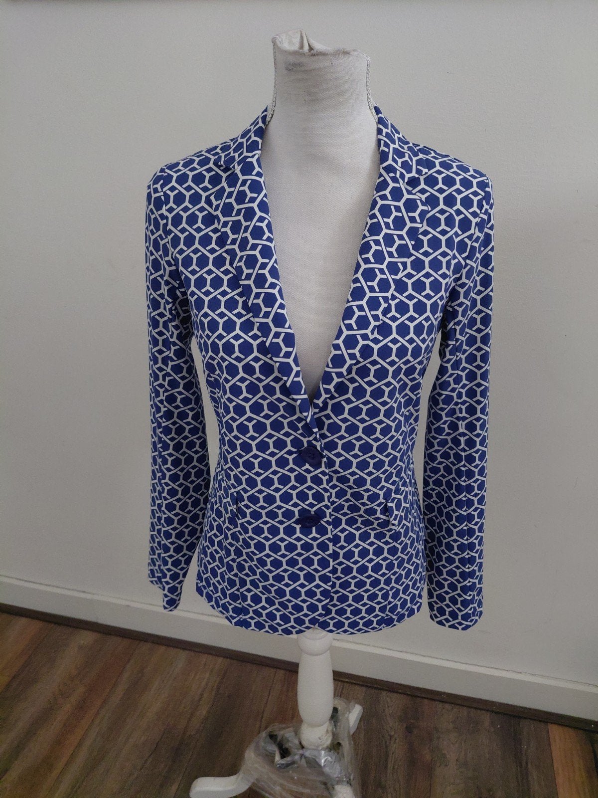 Elvira travelstof blazer maat 36, Blauw, Ophalen of Verzenden, Zo goed als nieuw, Jasje