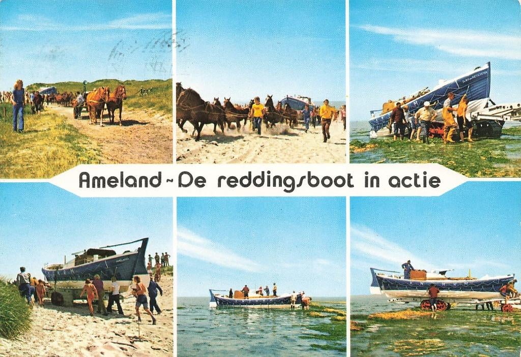 Ameland, De reddingsboot in actie, Ophalen of Verzenden, 1960 tot 1980, Gelopen, Waddeneilanden