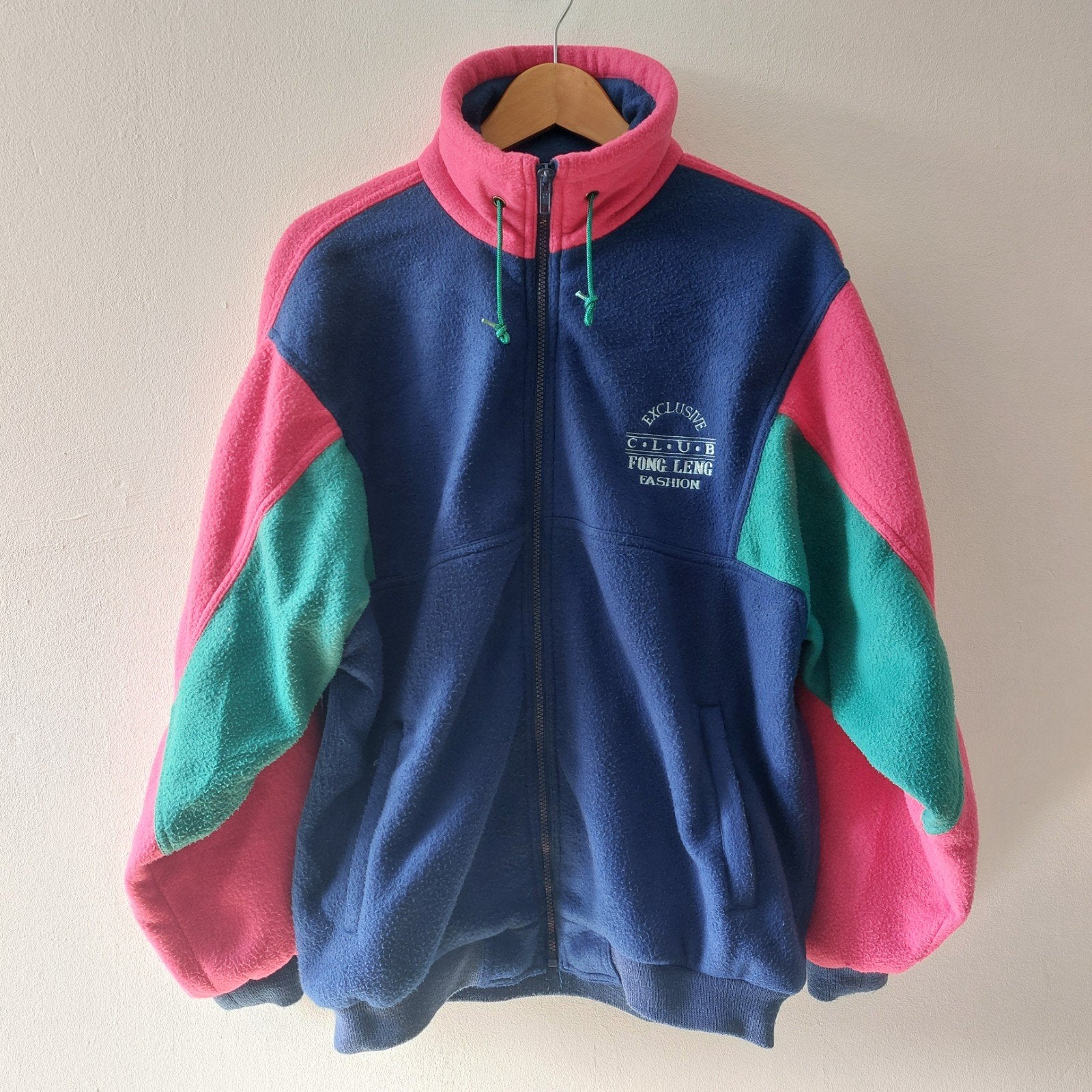 Vintage 80s/90s Fong Leng Sportswear colorblock fleecejack M, Fong Leng, Ophalen of Verzenden, Gedragen, Maat 38/40 (M)