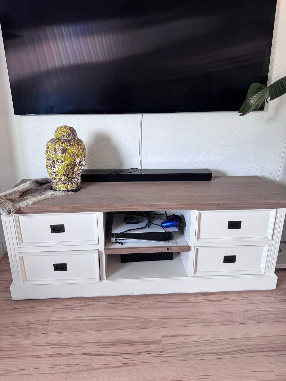 Richmond TV-kast wit met hout - Romantisch & Goede Kwaliteit, Ophalen, Gebruikt, 100 tot 150 cm, Minder dan 100 cm