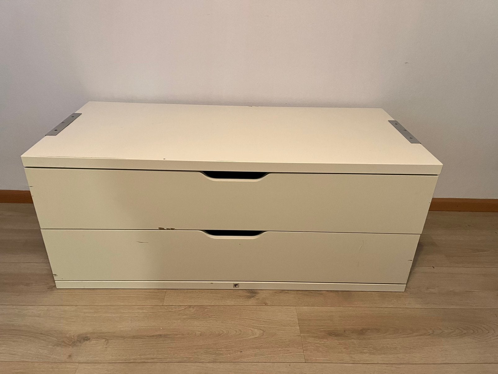 TV kast wit 110x50x45 cm, Ophalen, Kunststof, Gebruikt, 100 tot 150 cm