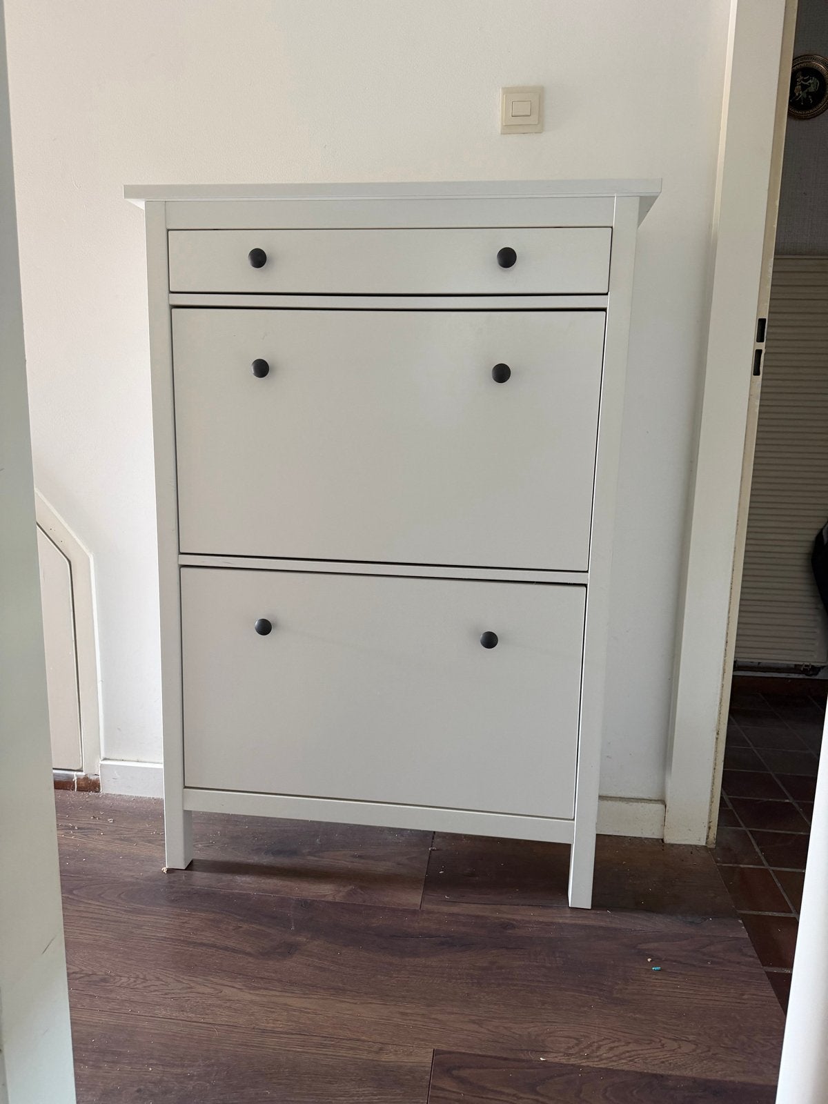Witte schoenenkast met 3 lades, Ophalen, Gebruikt