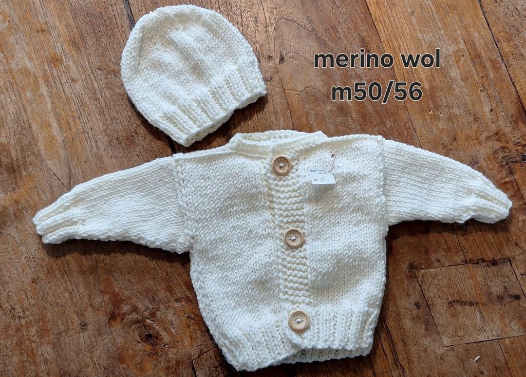 Baby vestje en mutsje 50/56 (merino wol), Ophalen of Verzenden, Jongetje of Meisje