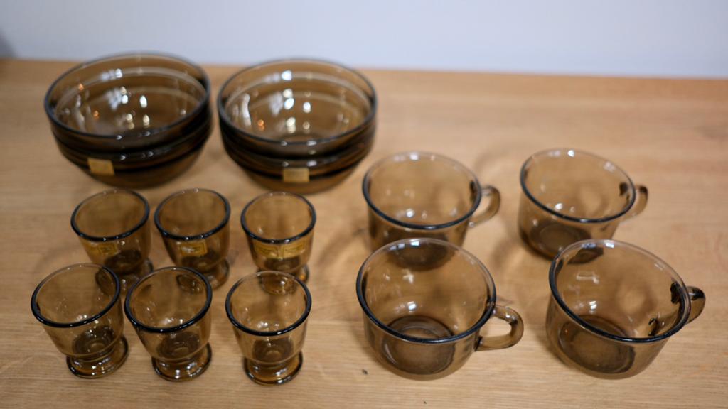14 delig Onbijtset Luminarc/Arcoroc vintage, Ophalen of Verzenden