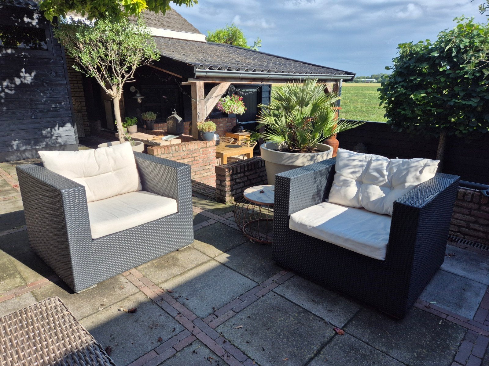 2 tuinstoelen van Bellagio, Gebruikt, Loungeset, Wicker, Stoel