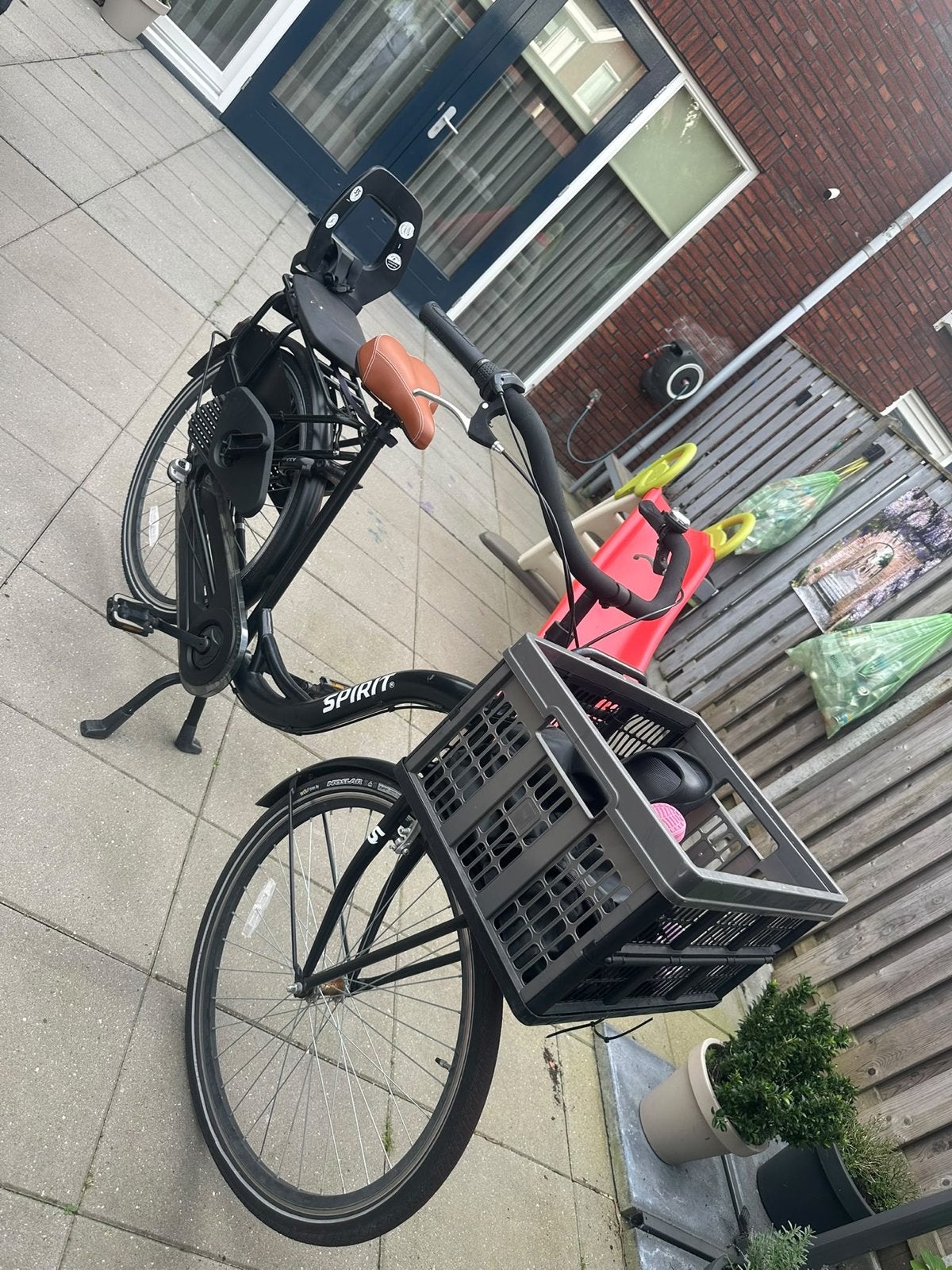 Spirit fiets met kinderzitje en mand, Terugtraprem, Gebruikt, Versnellingen, 50 tot 53 cm