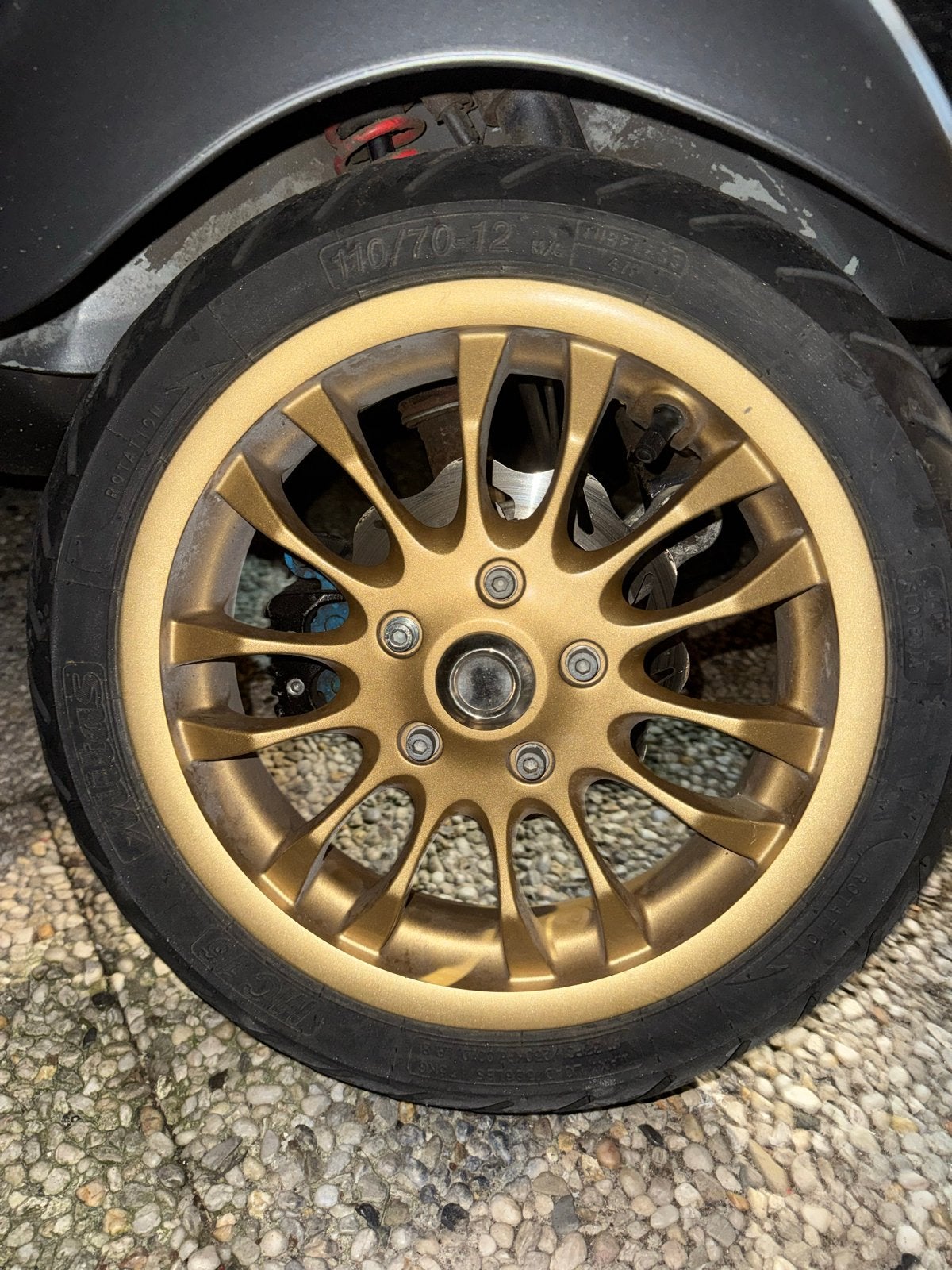 Originele Vespa Sprint velgenset goud met banden, Verzenden, Zo goed als nieuw, Overige typen, Vespa