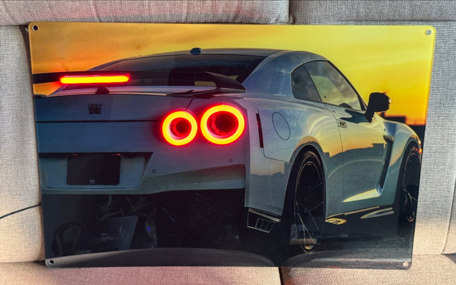 Nissan GTR LED Reclamebord - Verlichte Wanddecoratie, Metaal, Met verlichting, Meerkleurig, Nieuw