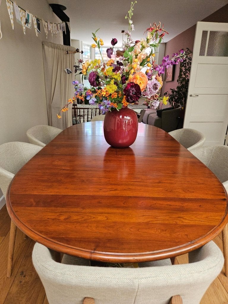 Vintage uitschuifbare ovale eettafel, Huis en Inrichting, Tafels | Eettafels, Ophalen, Gebruikt, 100 tot 150 cm, 200 cm of meer