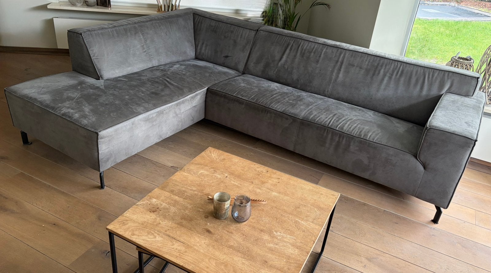Antracietkleurige hoekbank, Ophalen, 250 tot 300 cm, Gebruikt, 100 tot 125 cm