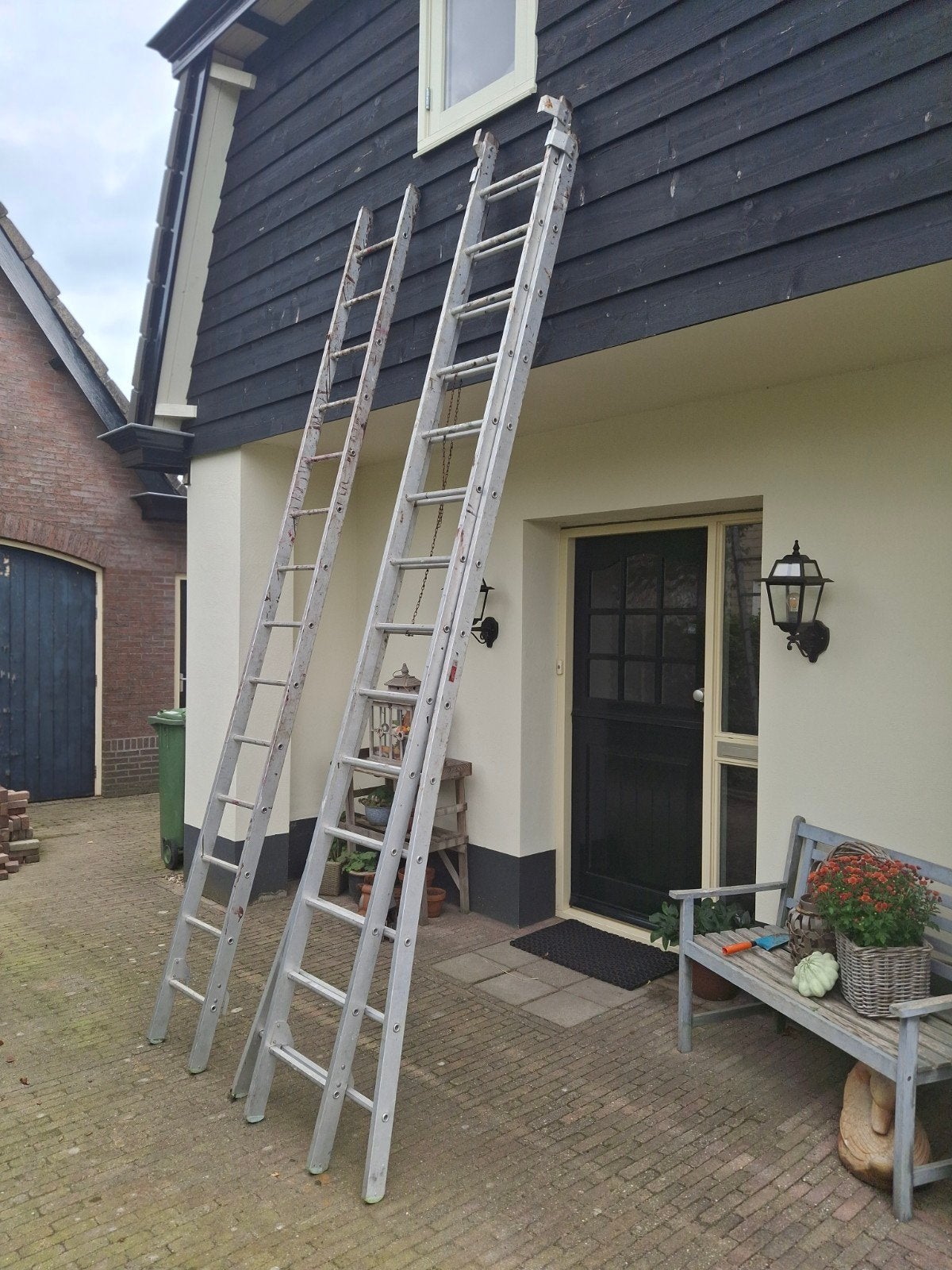 Uitschuifbare ladder 3 X 14 treden, Doe-het-zelf en Verbouw, Ophalen, Gebruikt, Ladder, 4 meter of meer