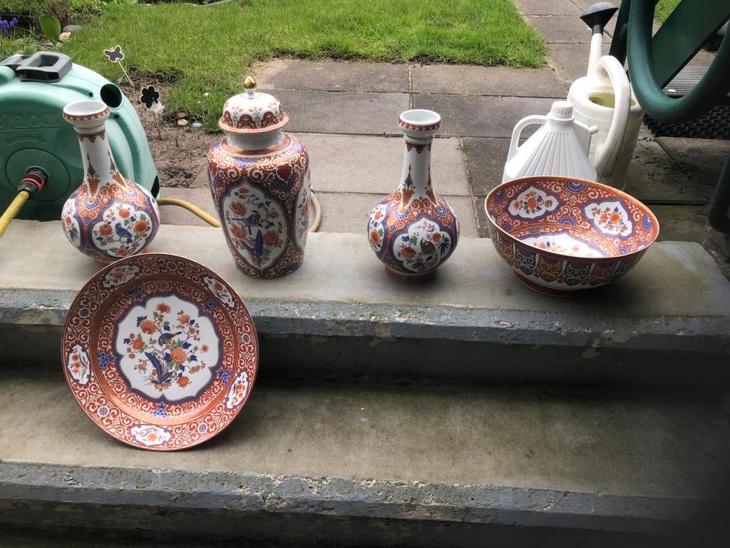 Kaiser Ming aardewerk set met vogels en bloemen, Antiek en Kunst, Ophalen