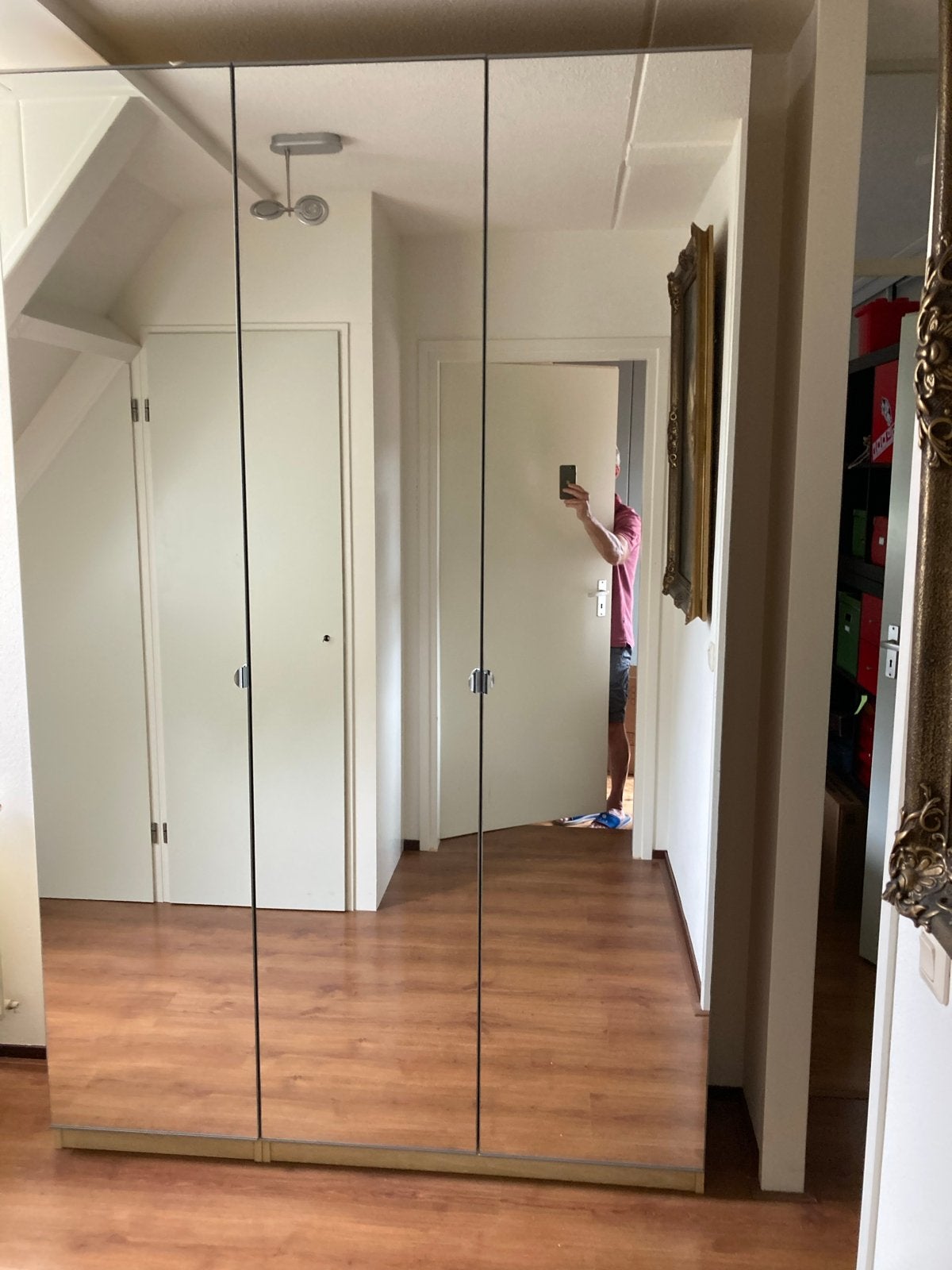 IKEA Pax kledingkast met spiegeldeuren en lades, Gebruikt, 100 tot 150 cm, 200 cm of meer, Ophalen of Verzenden