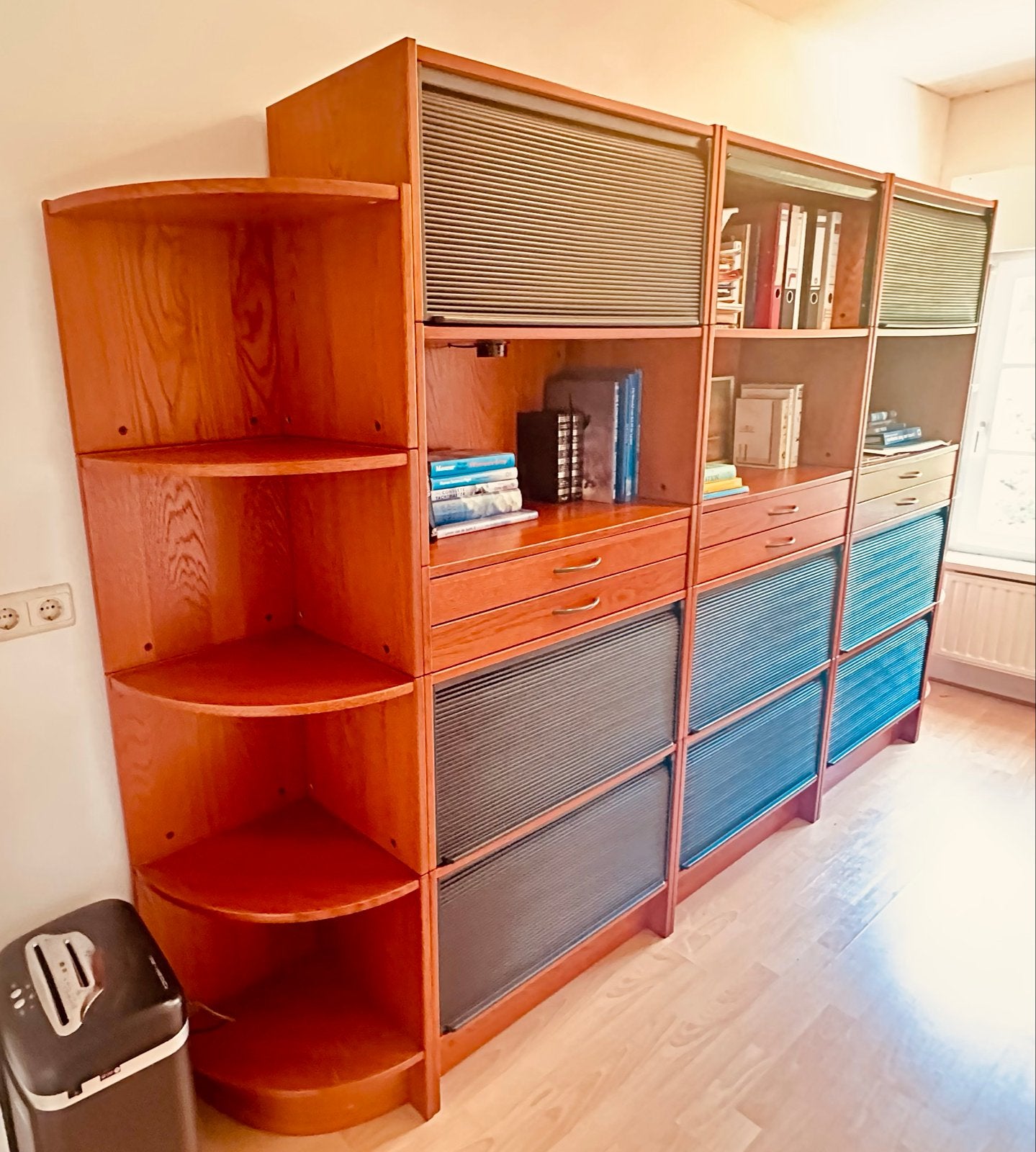 Modulaire kast met roldeuren en hoekelement, Ophalen, Gebruikt, Eikenhout, 200 cm of meer