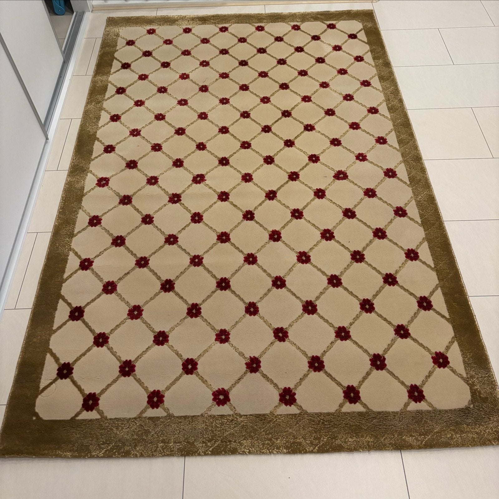 Vloerkleed 230x160 cm met bloemmotief, Ophalen, Gebruikt, 150 tot 200 cm, 200 cm of meer