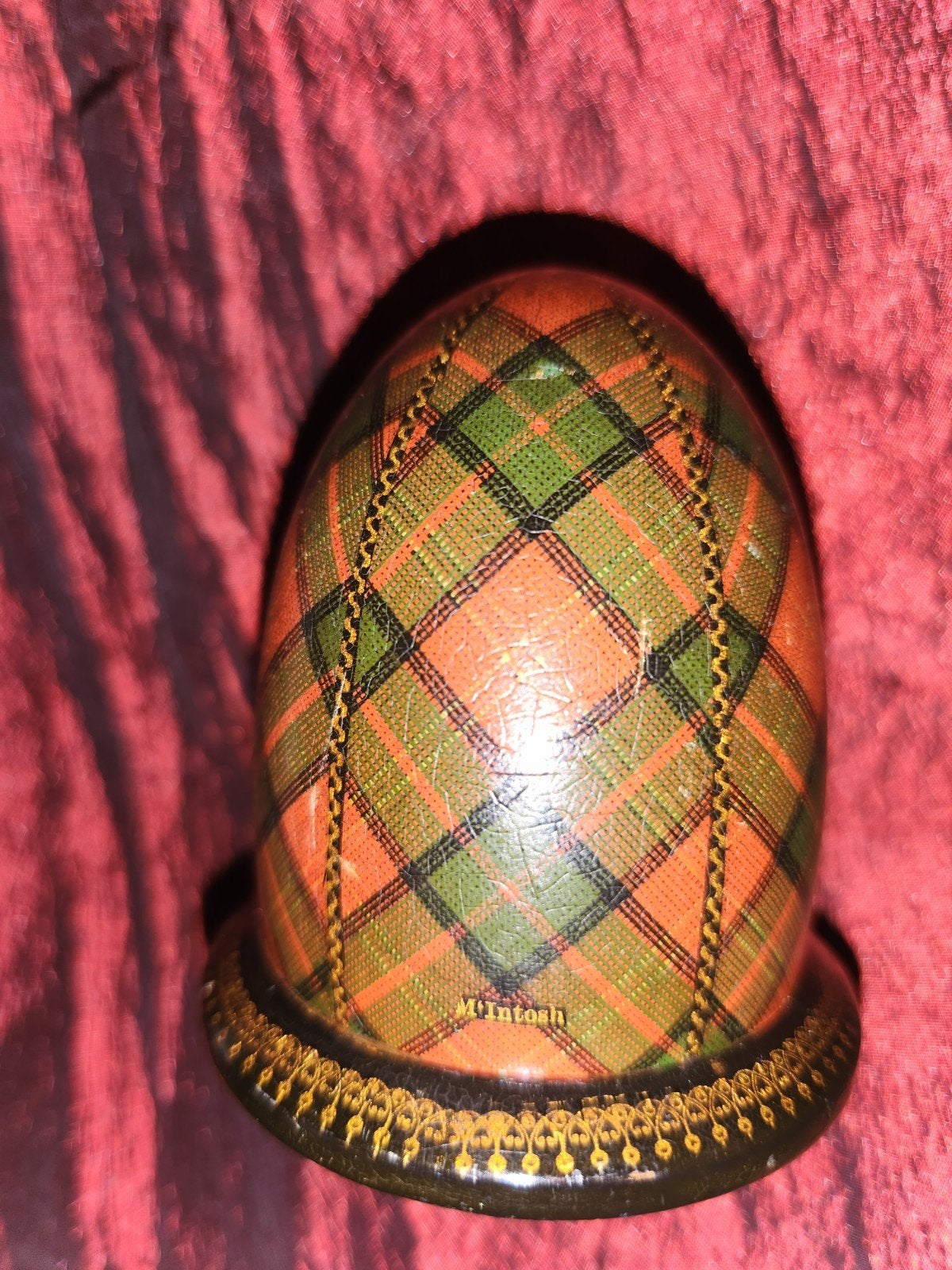 Antiek Mauchline Tartan Ware naai-ei - McIntosh, Ophalen of Verzenden