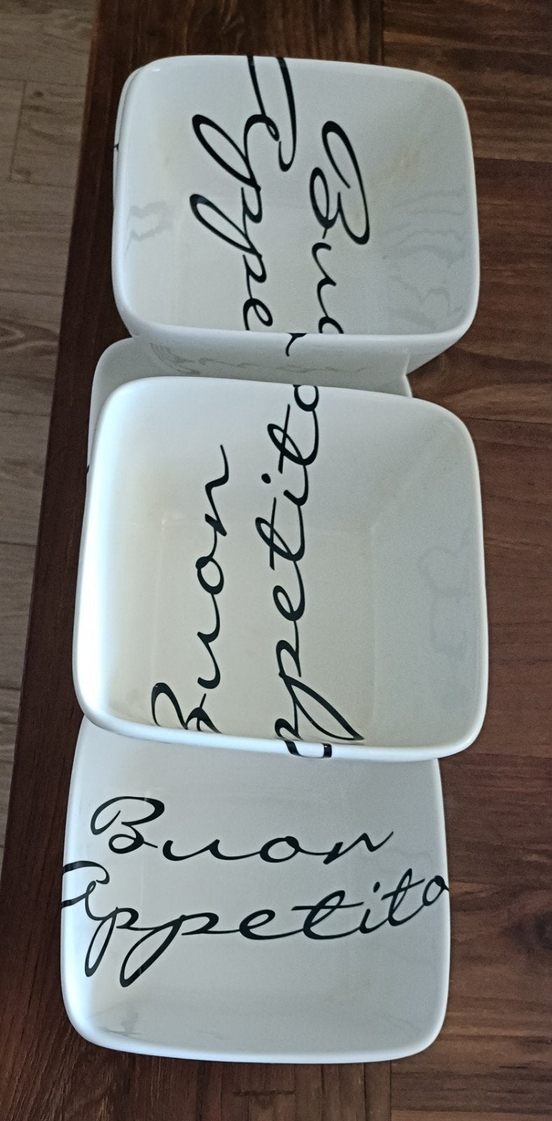 RM 5 Witte Borrelschaaltjes met Zwart Lettertype, Ophalen, Keramiek, Overige stijlen, Schaal of Schalen