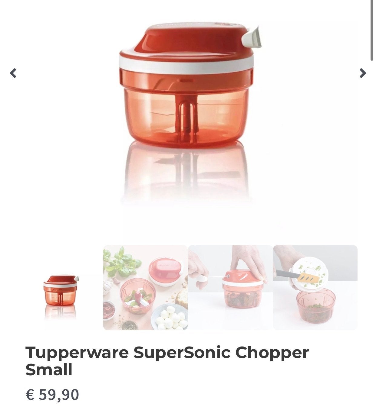 Tupperware SuperSonic Chopper Small - Oranje Hakmolen, Overige typen, Nieuw, Oranje, Ophalen of Verzenden