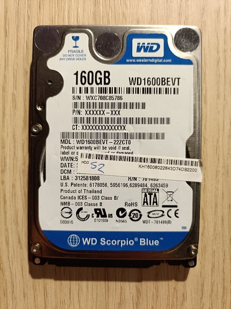 WD Scorpio Blue 160GB HDD - SATA harde schijf, Computers en Software, Intern, Western Digital, Verzenden, Western Digital