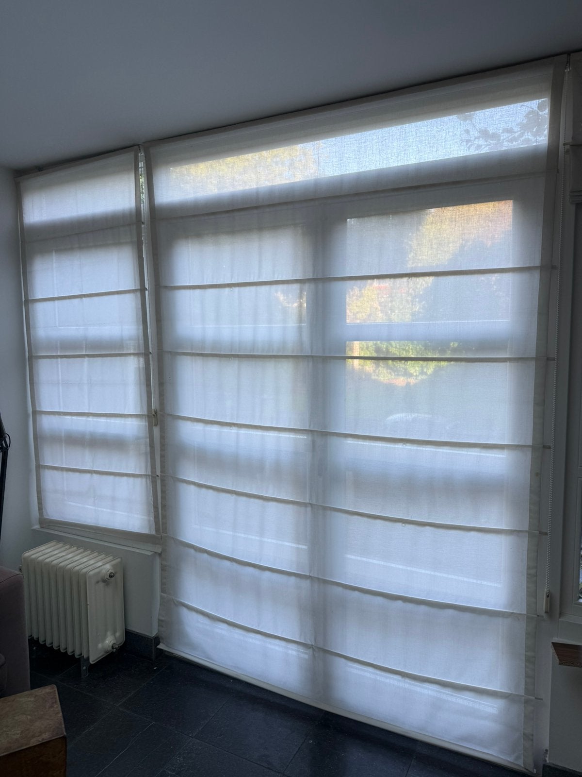 Witte vouwgordijnen, diverse maten, Ophalen, Gebruikt, Wit, Vouwgordijn