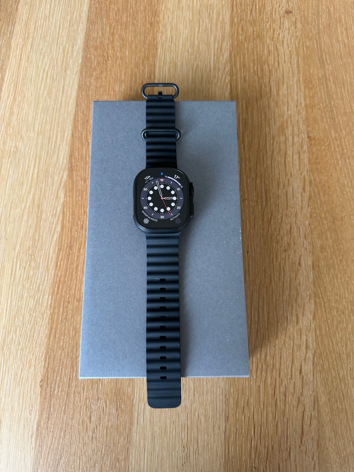 Apple Watch Ultra 3 met zwarte ocean band (Z.g.a.n.), Sieraden, Tassen en Uiterlijk, Hartslag, Zwart, IOS, Ophalen of Verzenden