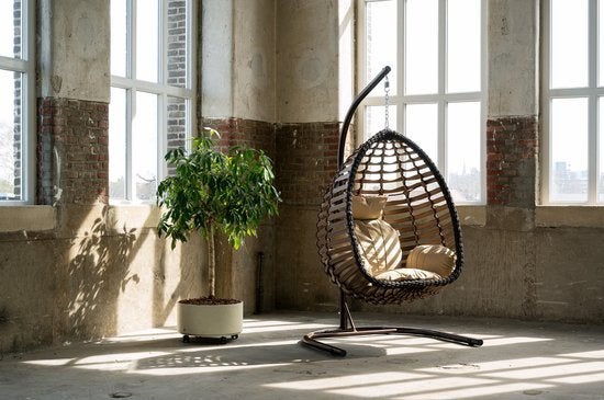 Egg Hangstoel Gumbet Bruin Wicker - Binnen & Buiten, Tuin en Terras, Tuinstoelen, R2v, R2v, Nieuw, Ophalen of Verzenden