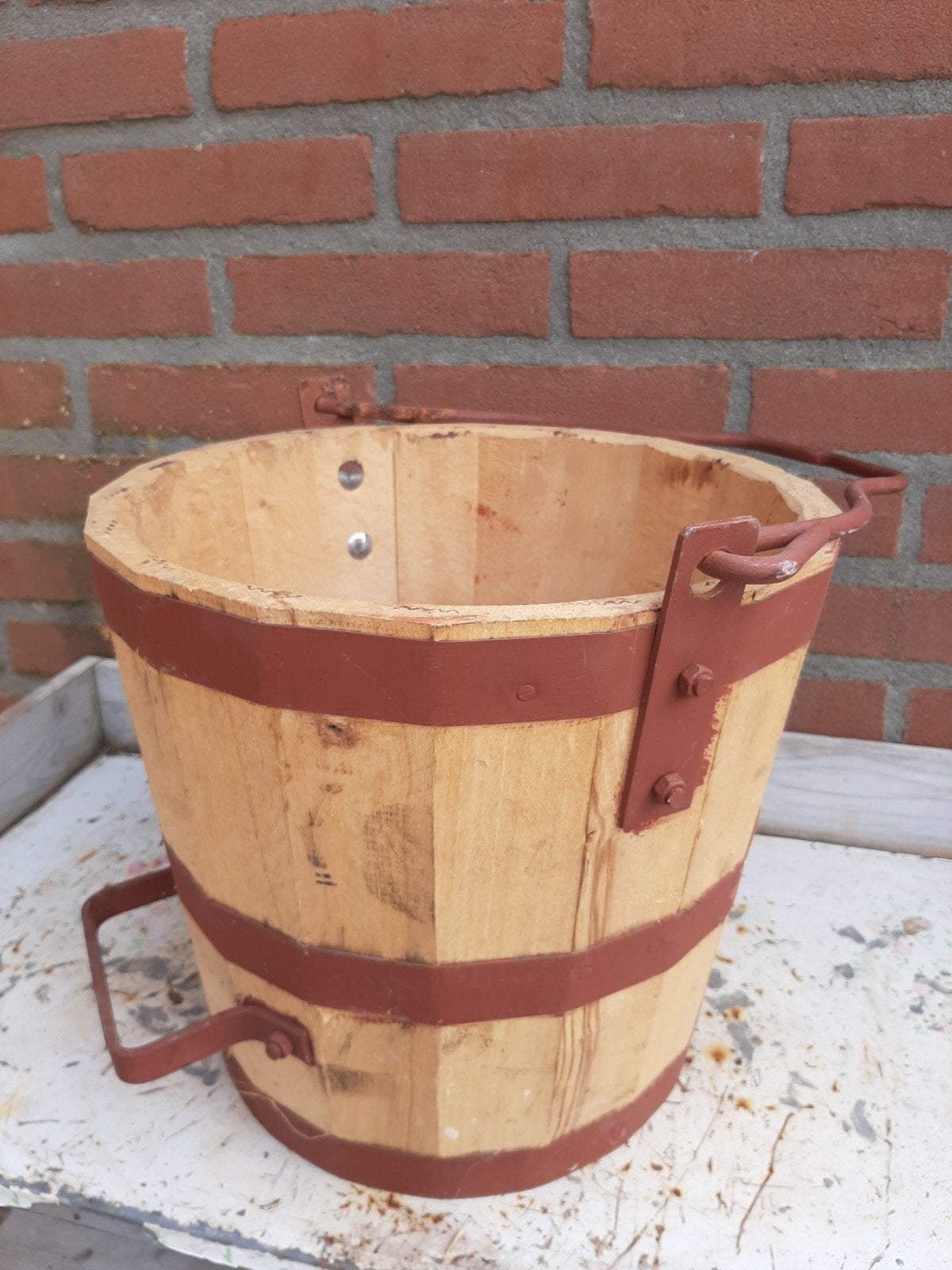 Rustieke, vintage eiken houten emmer., Ophalen