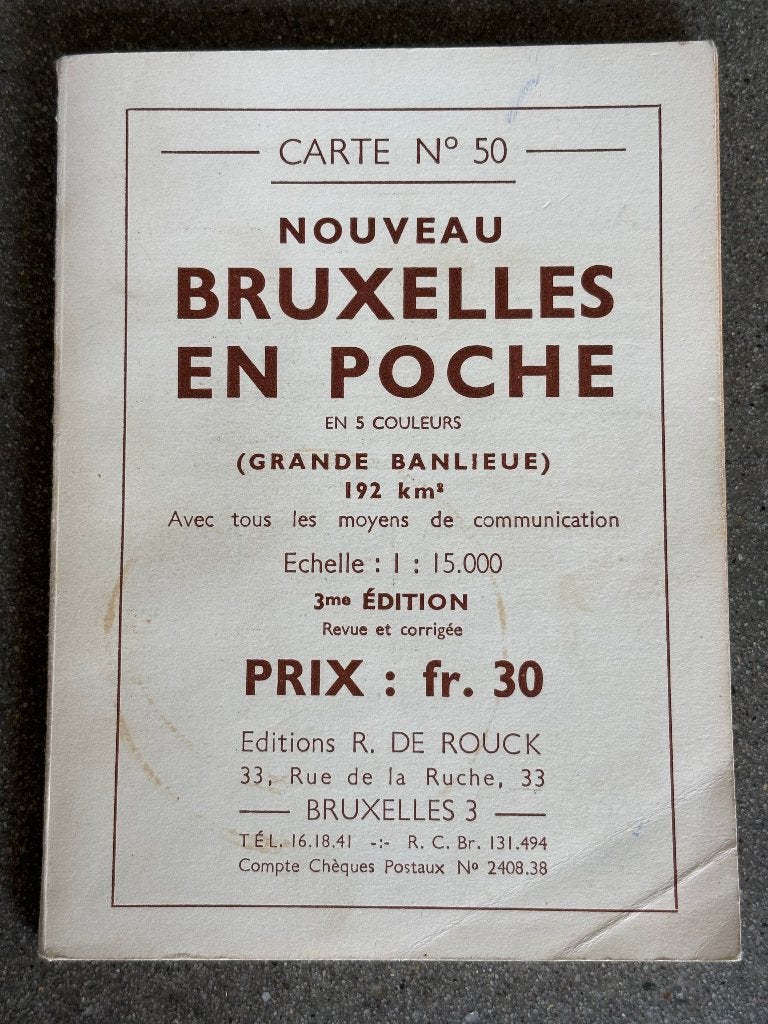 Bruxelles en Poche 3me édition begin jaren 50, Gelezen, R. de Rouck, Ophalen of Verzenden, Landkaart