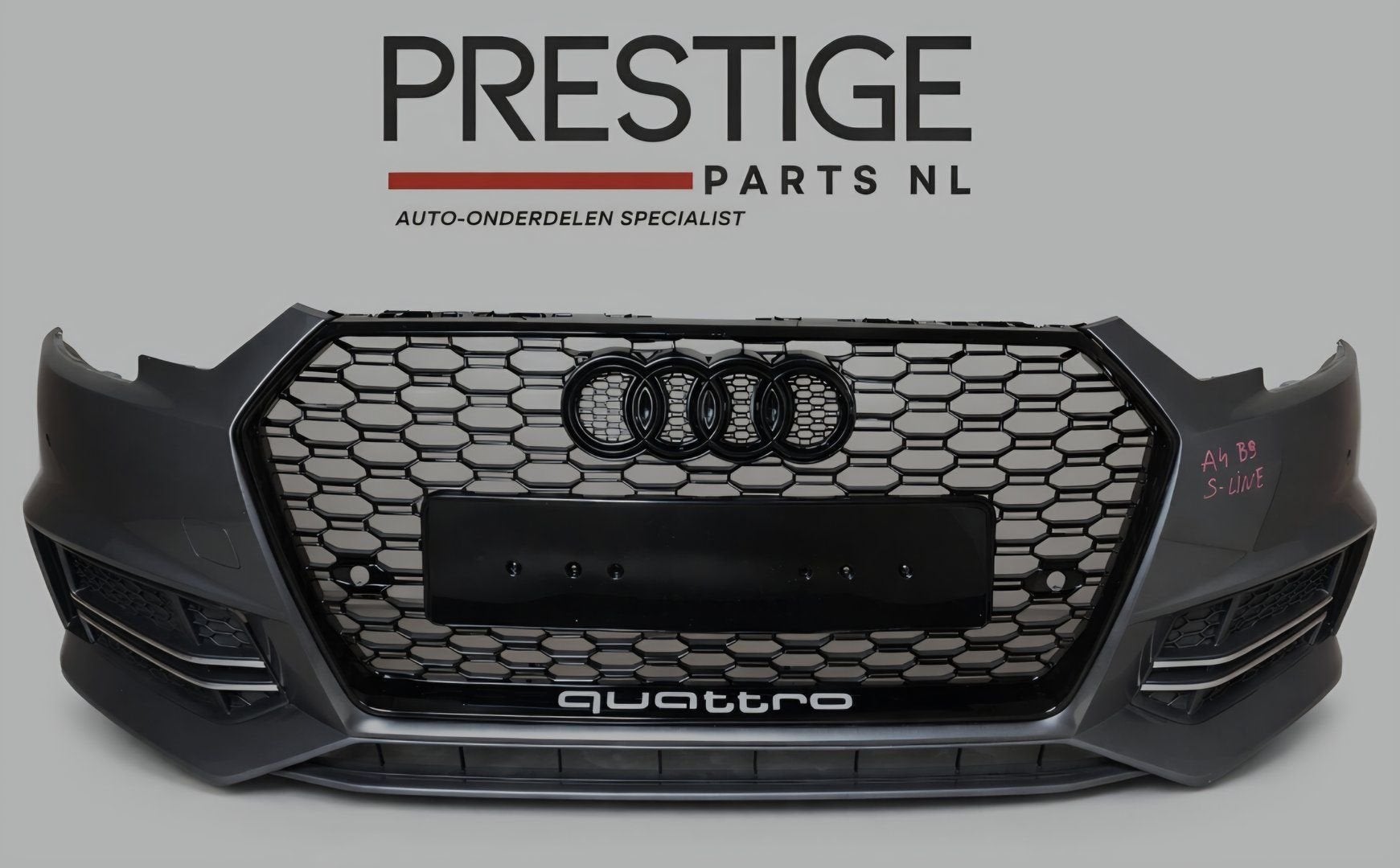 Voorbumper Audi A4 B9 8W S-Line 4xPDC bj.2016-2019 BUMPER, Gebruikt, -, Voor, Bumper