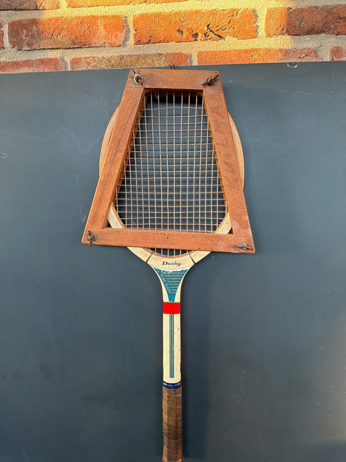Vintage Dunlop tennisracket met houten pers, Ophalen of Verzenden, Gebruikt, Racket, Dunlop